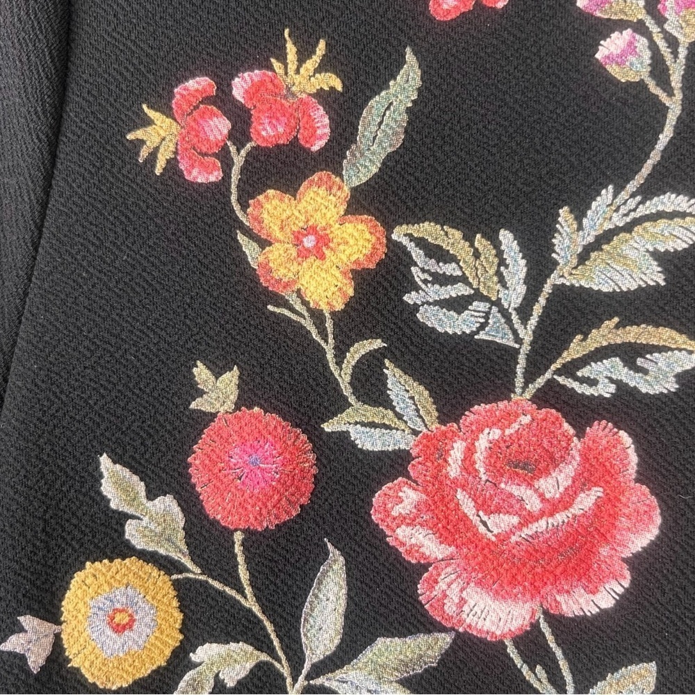 Zara Basic Collection Black Rubberized Embroidery Floral Mini Dress Size M - Picture 5 of 9